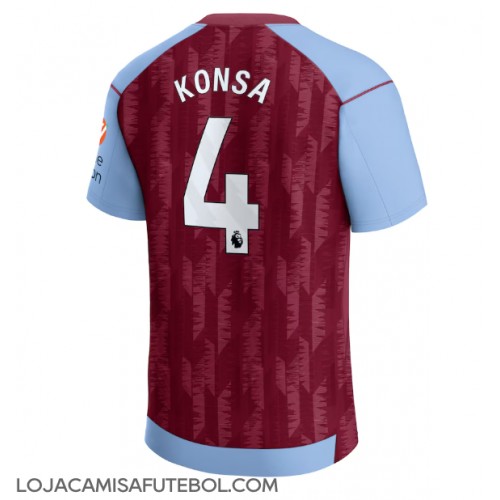 Camisa de Futebol Aston Villa Ezri Konsa #4 Equipamento Principal 2023-24 Manga Curta